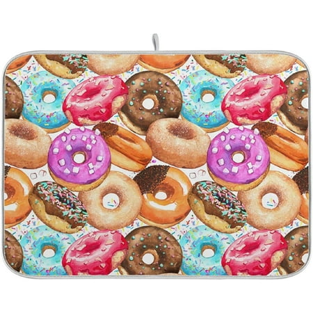 

Colors Cute Donuts Absorbent Dish Drying Mat Microfiber Kitchen Decor Countertop Table Protector Multi-Purpose Counter Rack Sink Drainer Pad（16 x 18 Inches)