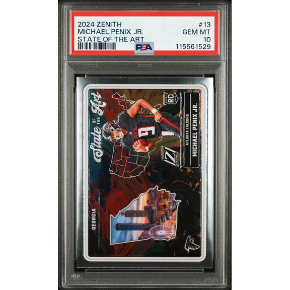 Graded 2024 Panini Zenith Michael Penix Jr #13 State of the Art Rookie RC Football Card PSA 10 Gem Mint