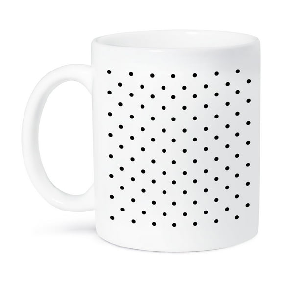 3dRose, Black polka dot pattern on white - small dots - retro dotty spotty spots - stylish cute 50s classic, 11oz Mug