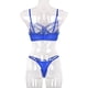 thumbnail image 3 of Conjunto de ropa interior sexy para mujer, pestañas de malla, sujetador de encaje, ropa interior, regalo, azul real, M Methold XX000055-11, 3 of 7