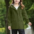 thumbnail image 5 of Delliss Girls' Fall Winter Solid Color Hooded Long Jacket Zipper Pocket Striped Lined Snap Waterproof Windproof Jacket Long Sleeve Top 5-16 Years, 5 of 9