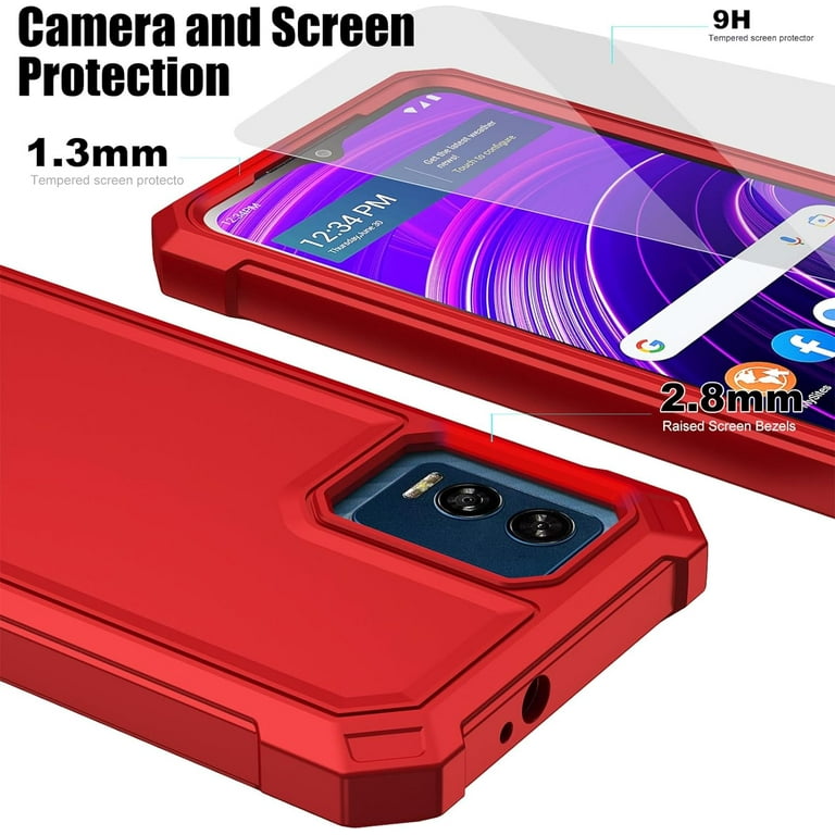 Gw USA for TCL 40 XE 5G Verizon/TCL 40 X 5G T609m Case with Screen Protector, TCL 40 XE 5G Phone Case Front Back Full Body Protective Soft TPU Raised