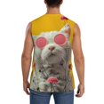 thumbnail image 4 of Honeii Floral Sunglasses Cat Art Print Men's Sleeveless Muscle Shirts, Breathable & Quick-Dry Gym Shirt, Athletic Tank Top for Running, Fitness, and Outdoor Activities-Small, 4 of 7