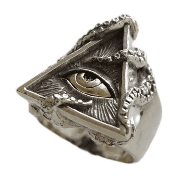 Eye Ring for Men Illuminati Eye of Providence Finger Rings Pyramid Triangle Solid Old Style Amulet Retro Ancient Symbol