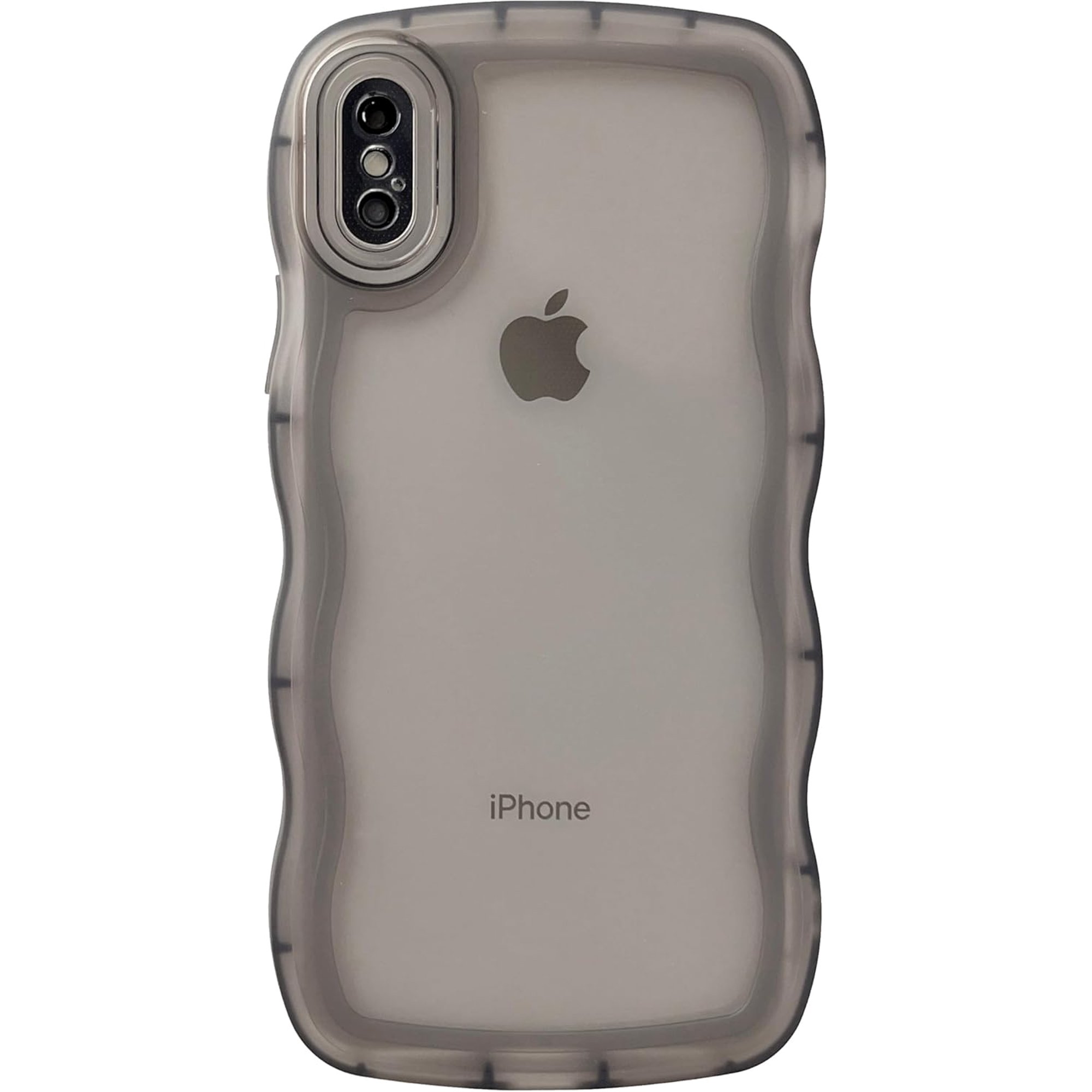 MYKOMI for iPhone X/Xs Case,Solid Color Curly Wave Frame Clear Soft Phone Case