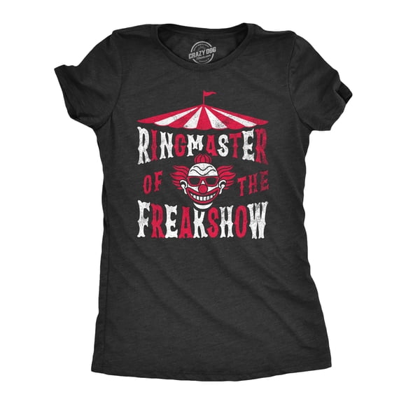 T-Shirt Femme Maître de Piste du Freakshow Drôle Clown Cirque Blague pour Dames (Noir Chiné - Maître de Piste) - TTG