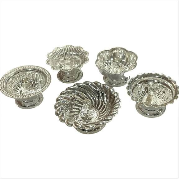 925 Sterling Silver Hallmarked Assorted Designer Diyas (Set of Five) -#02
