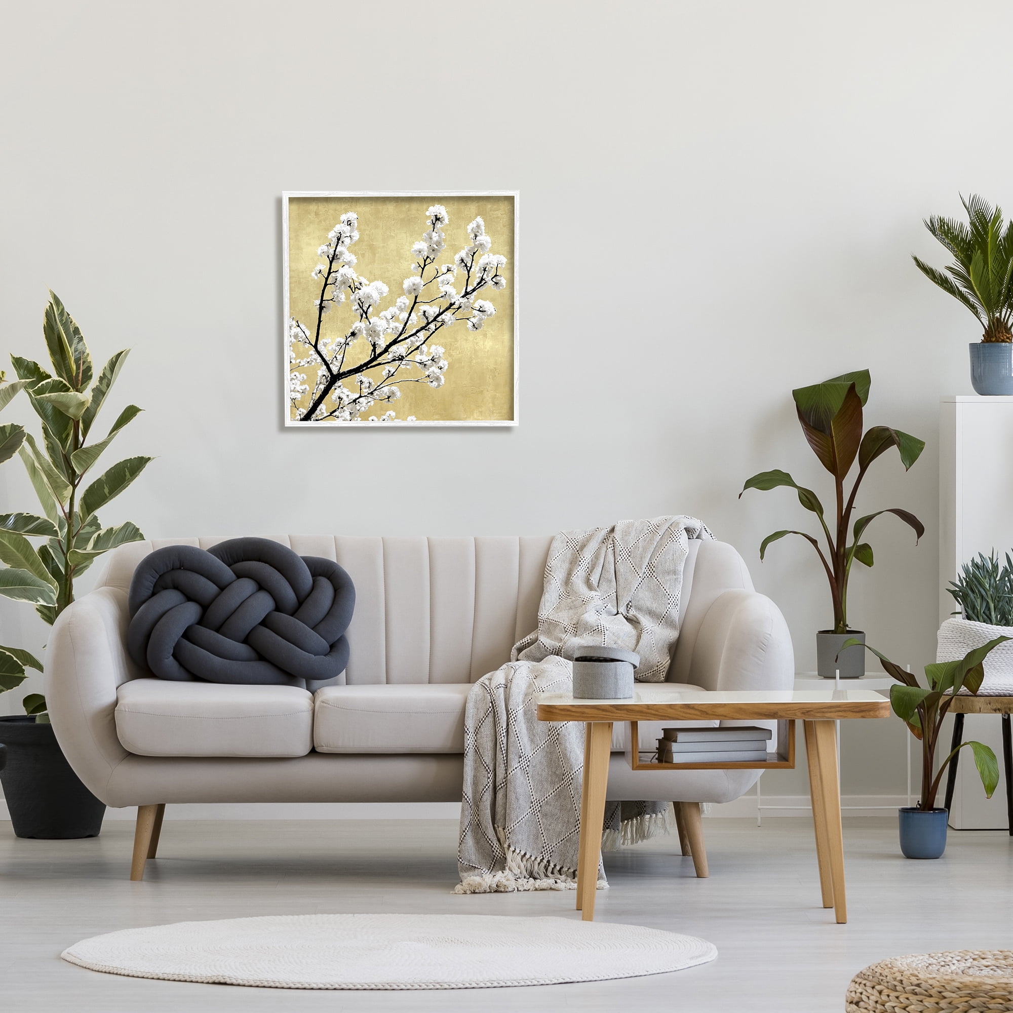 Stupell Industries Top of Cherry Blossom Tree Over Neutral Tan, 24 x 24,Design by Kate Bennett