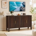 thumbnail image 5 of AVAWING Modern Buffet Cabinet, Credenza with 4 Doors, Fluted Buffet Sideboard Cabinet, Brown, 5 of 7