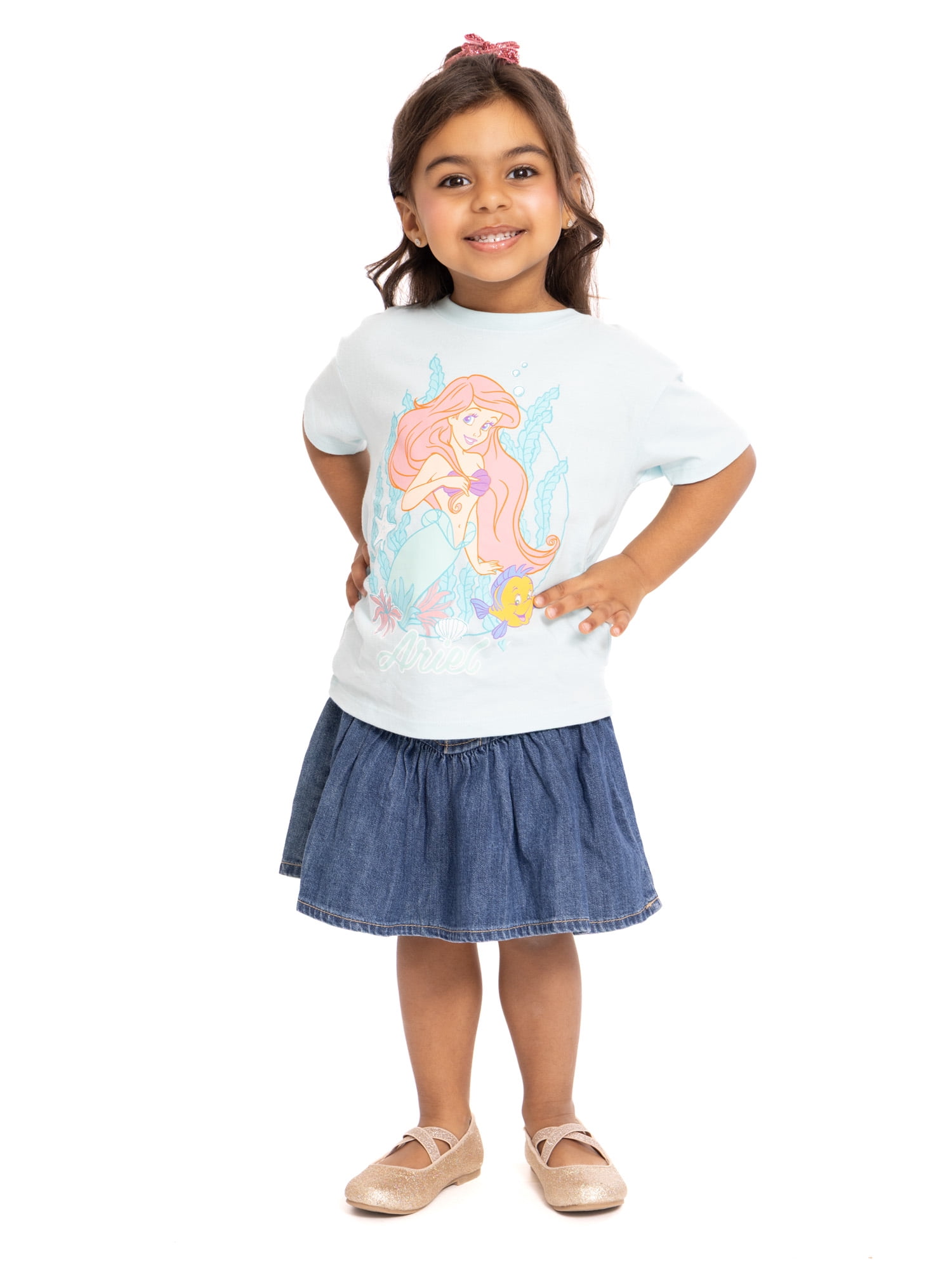 The Little Mermaid Ariel Toddler Graphic Crewneck Tee with Short Sleeves, Sizes 12M-5T
