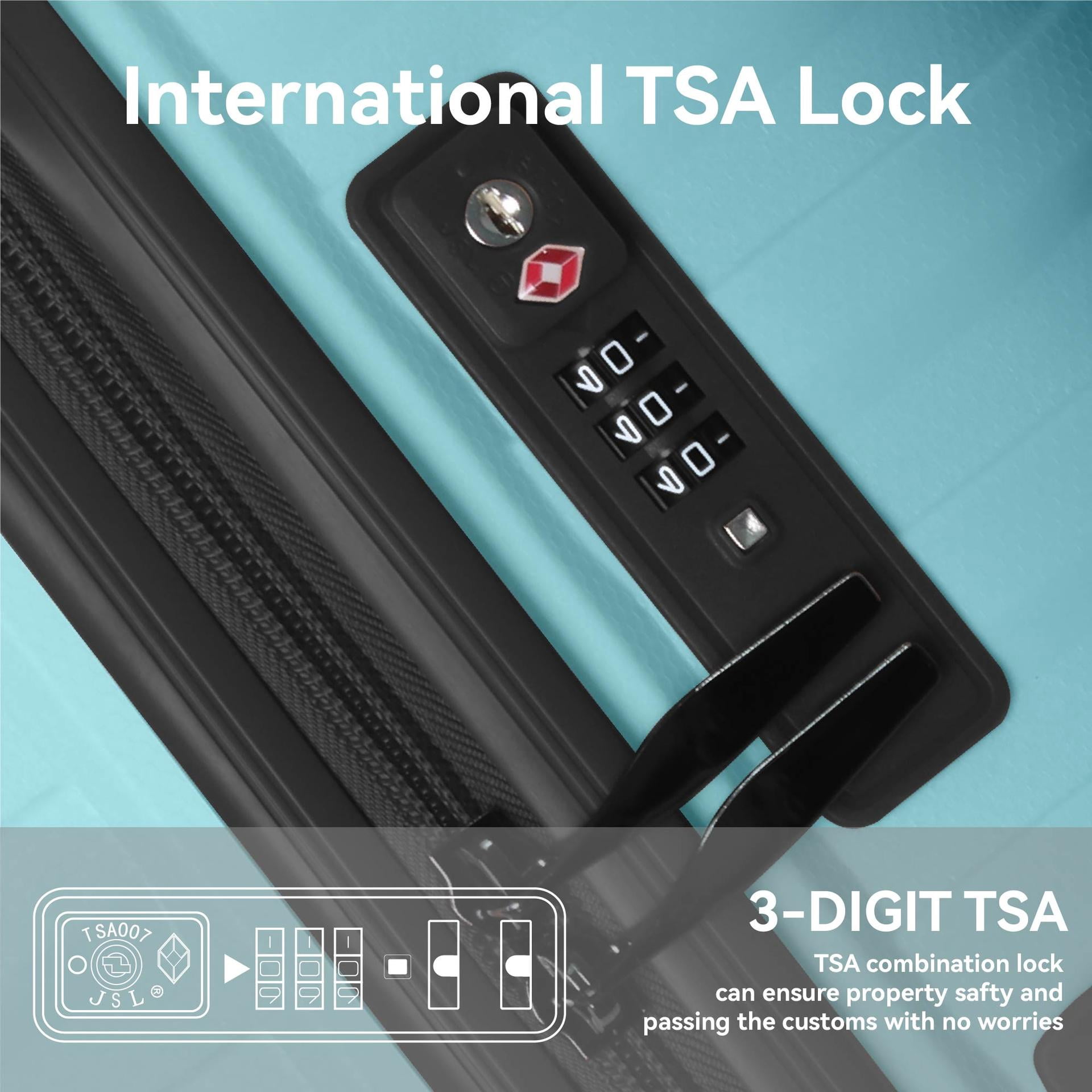 3-Piece Luggage Sets (20''/24"/28"), Scratch-Resistant Hardside PP Suitcase with 3-Digit TSA Lock