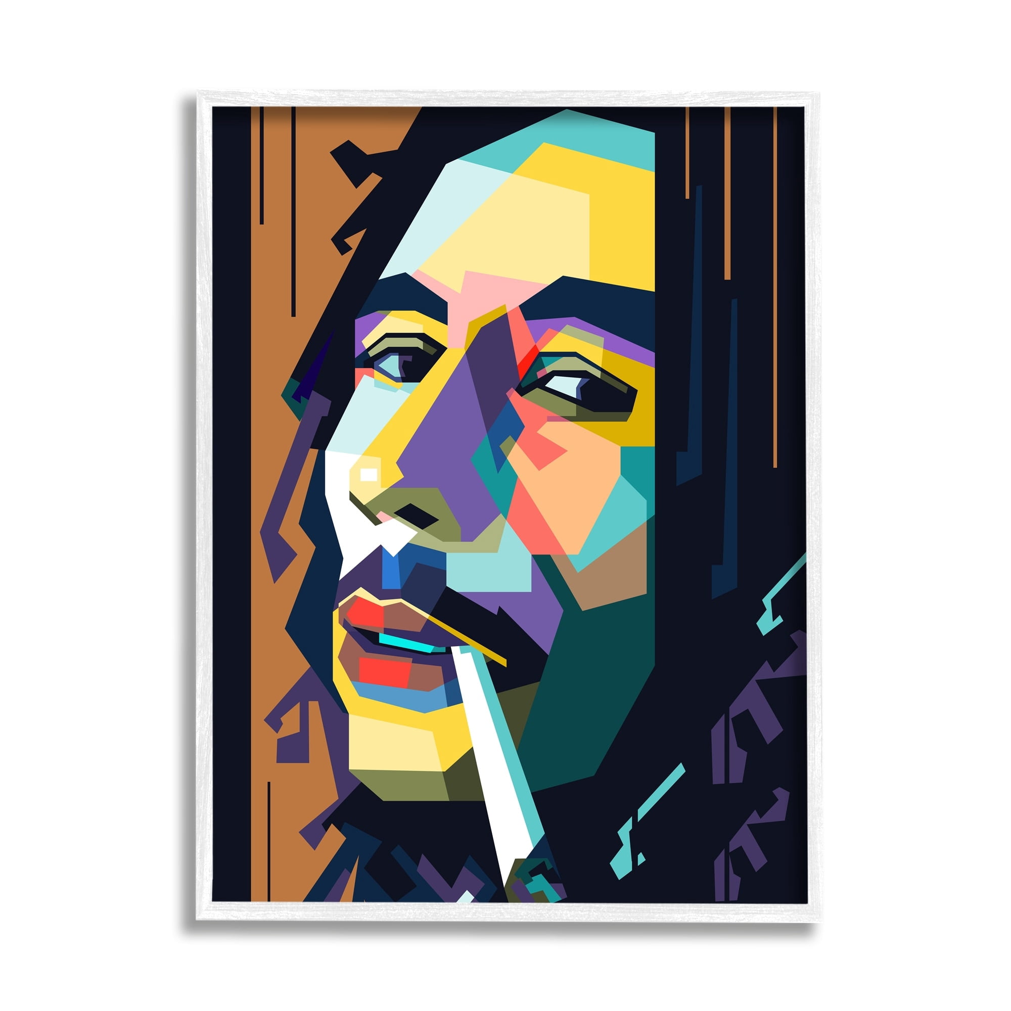 Stupell Industries Modern Bob Marley Portrait Abstract Geometric Pattern, 11 x 14, Design by Birch&Ink