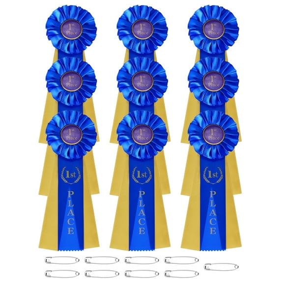 Uxcell 9 Pcs Award Ribbons, 1st Place Winner Prize Ribbon for Competition Sports Event, Blue