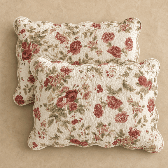 Quilted Decorative Pillow Shams Flower 20" x 28" Pack of 2