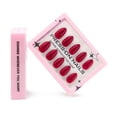 thumbnail image 5 of Burgundy minimalist short almond press-on nails, premium hot-selling solid-color gel nail tips, 5 of 5