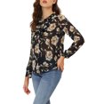 thumbnail image 5 of MODA NOVA Junior's Long Sleeve Ruffle  Button Down Floral Shirt Black L, 5 of 6