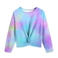 thumbnail image 6 of Tao Tao Girls Casual Twist Front Lightweight Sweatshirt Tie Dye Printed Crewneck Long Sleeve Crop Tops Pullover Blue 3 Years, 6 of 6