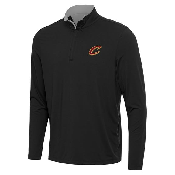 Men's Antigua Black/Gray Cleveland Cavaliers Content Quarter-Zip Top