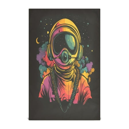 

WOBOGO Outer Space Astronauts Pattern Kitchen Towel 6 Piece Large Cotton Dishcloth Premium Absorbency Set with Hanging Loop