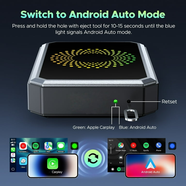 LAMTTO 3-in-1 AI Box, Wireless Carplay Adapter Support Netf1ix