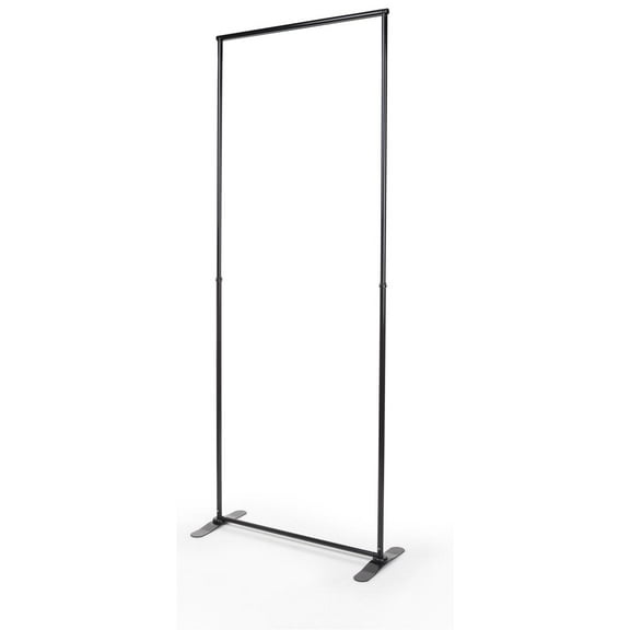 Black Finish Steel Banner Stand Displays Signs Up To 36 x 94-Inches, Height Adjustable, Sturdy Base, Lightweight Design (BS3694BK3)