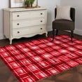 thumbnail image 4 of Vintage Red Plaid Washable Area Rugs 3'x5', Watercolors Gradient Abstract Low Pile Throw Living Room Rug Non-Slip Sturdy Edge Binding Carpet for Indoor Entryway Bedside Kitchen, 4 of 9