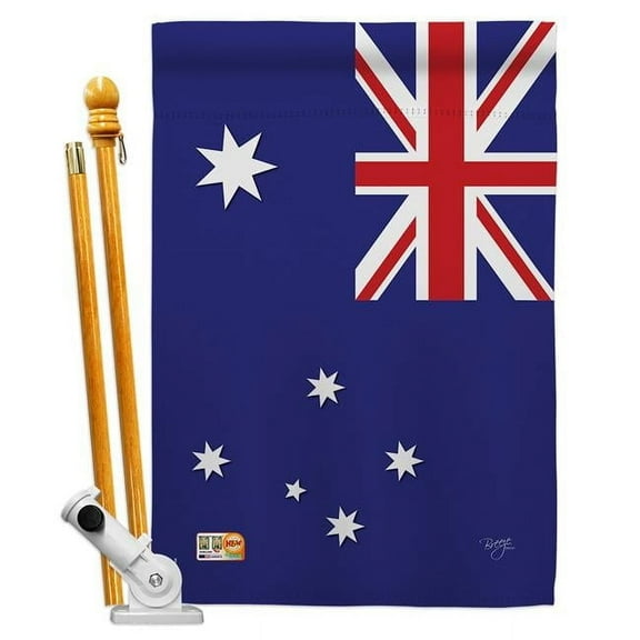 Breeze Decor BD-CY-HS-108122-IP-BO-D-US13-BD 28 x 40 in. Australia Flags of the World Nationality Impressions Decorative Vertical Double Sided House Flag Set with Pole Bracket & Hardware