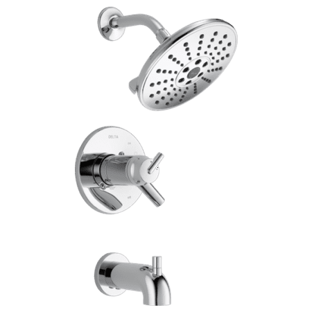 Valve Train Package - Delta T17T459-H2O Trinsic Thermostatic Tub and Shower Trim Package with Independent Volume Control, TempAssure Valve, and H2Okinetic Technologies - Less Valve