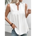 thumbnail image 4 of SHEWIN Women's Tank Tops Ruffle V Neck Boho Sleeveless Blouses Dressy Casual Swiss Dot Smocked Business Work Shirts, 4 of 7