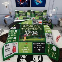 Homewish Golg Ball Lovers Bedding Comforter Set,Sport Theme Twin Comforter Sets,Green Patchwork Plaid Bedding Set For Teens,Breathable Home Decor Reversible,2 Pieces