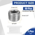 thumbnail image 2 of 10 Pcs 304 Stainless Steel Pipe Plug 1/8" NPT Male Internal Hex Thread Socket Pipe Plug, 2 of 7