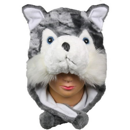 Adult/Teen Animal Character Grey WOLF Ear Flap Hat One Size