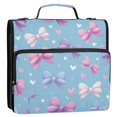 thumbnail image 2 of Water-Resistant 3-Ring Binder Organizer with Multiple Pockets Zipper Binder Bag for Office Pink and Purple Bows, 2 of 8