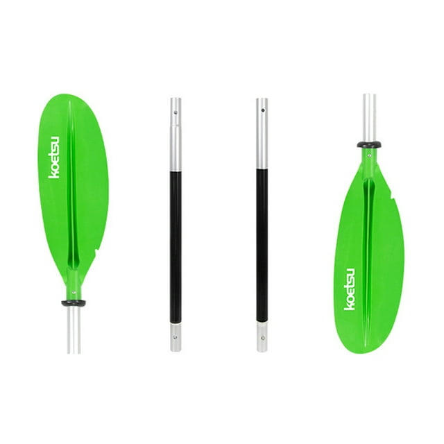 KOETSU 4-Section Adjustable Aluminum Alloy Kayak Paddle with Arc Streamline Design, Flow Guide Teeth, and Water Stop Ring for Efficient Rowing - Green