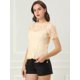 thumbnail image 2 of Top de Encaje Floral Allegra K Semitransparente Ribete Festoneado Mujer Beige XS, 2 of 6