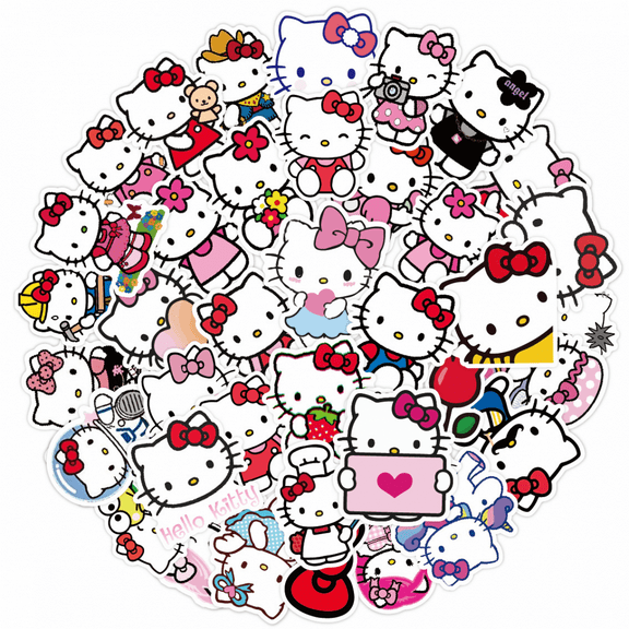 ZOOUSQII 200 PCS Cute Sanrio Hello Kitty Cartoon Stickers, Waterproof Vinyl Decal for Girl Teen Kids Laptop, Travel Case, Phone, Bike, Water Bottle, Guitar, Computer Party Supplies ST219-334