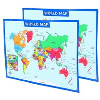 Baluue 2Pcs Classroom Decorations World Map Small Multi-colored UV Paper for Children