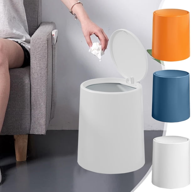 Xihbxyly Basurero de Plástico, Diseño Delgado, Gran Capacidad, Ahorra Espacio, Fácil de Limpiar, Colores Blanco, Amarillo y Azul, Ideal para Baño, Oficina y Cocina, Tamaño 25,5 X 21,5 X 21,5 Cm.