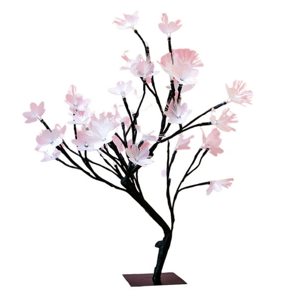 1pc Decorative Fiber Optic Flower Tree Lamp Tree Light USB Tree Decor Light for Wedding Home Bedroom (Black Tree with White Bag Packing)
