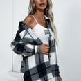 thumbnail image 4 of Chaqueta camisera de cuadros para mujer con botones, chaqueta de transición oversize, manga larga, sobrecamisa, blusa, abrigo, camisa, chaqueta vaquera boyfreind, 4 of 6