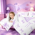 thumbnail image 3 of meiyoeat Ribbon Bowknot Monogrammed M Full Size Comforter Sets,Watercolor Coquette Letter Design Bedding Comforter Set For Girl,Reversible,3 Pieces,1 Comforter and 2 Pillowcases, 3 of 7