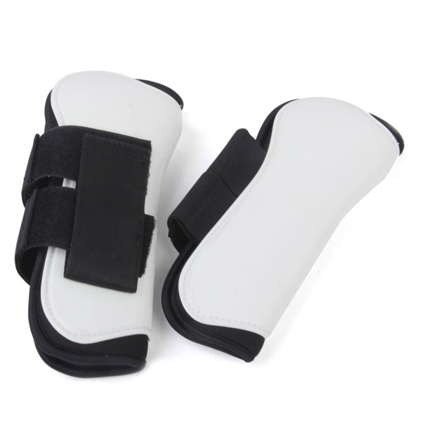 Botas de pierna de caballo de 2 piezas, botas de tendón de frontal abierto para caballos Pony - Absorbe los impactos y transpira Blanco Soledad Botas de tendón para caballos