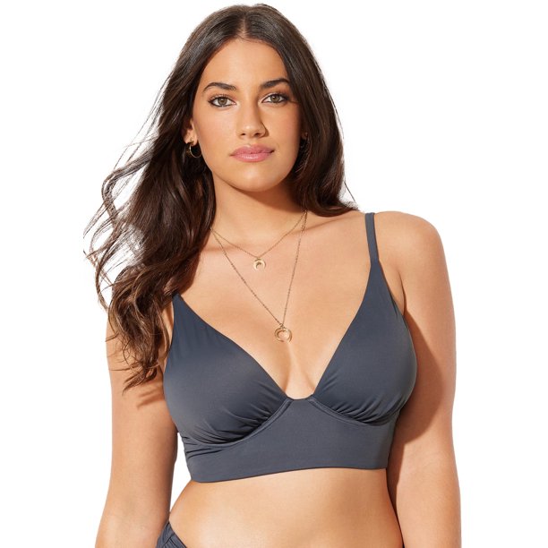 Swimsuits For All Women's Plus Size Synergy Longline Underwire Bikini Top 8 Anchor