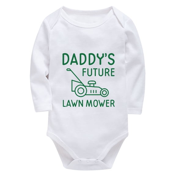 Daddy's Future Lawn Mower Infant Take Home Outfit Boy Long Sleeve Baby Girl Hospital Outfit Newborn White Baby Onesie 0-3 Mo