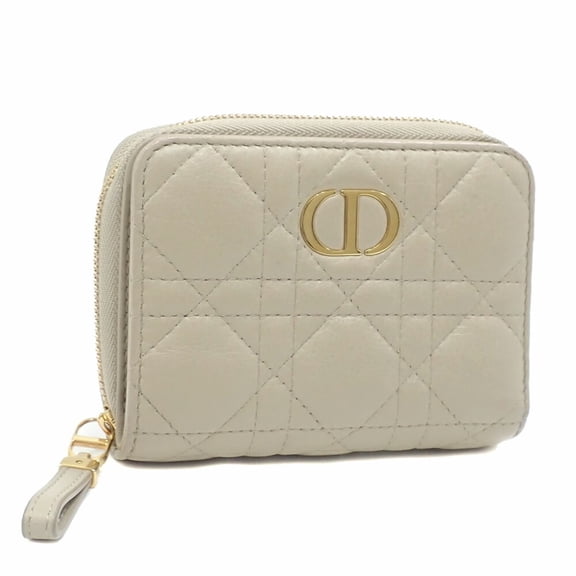 Pre-Owned Christian Dior Caro Scarlett Women's Bifold Wallet in Beige Calfskin... (Good)