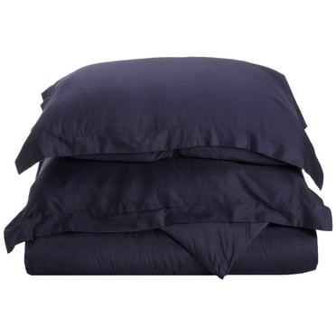 300-Thread Count 100% Egyptian Cotton Lightweight Solid Duvet Cover Set Navy Blue / Full/Queen