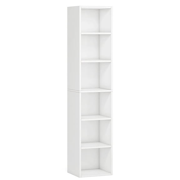 Topcobe 70.9" Corner Bookcase, Modern 6-Tier Narrow Cube Display Shelves, Modern Furniture for Indoor, White