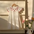 thumbnail image 2 of Glisme Girls Dresses Toddler Children Butterfly Sleeves Strawberry Embroidery Dresses White Sundress Size 2-3 Years, 2 of 4