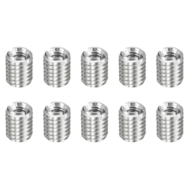 Uxcell 10 Pcs Inserts de Réparation de Filetage M5 x 0.8 Mâle à M3 x 0.5 Filetage Femelle 6mm Long Écrous de Réduction en Acier Inoxydable Manchons Métriques Auto-Tappants