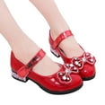 thumbnail image 3 of REDARER Big Girls Shoes with Thick Heels and Cool Single Shoes Bow Dance Shoes Performance Princess Shoes,Size 11-11.5 Years, 3 of 6